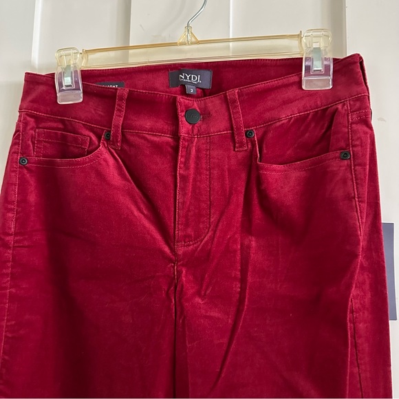 NYDJ Red Velvet Marilyn Straight Leg Velveteen Boysenberry Reactive Lift Tuck 2 - Picture 12 of 15